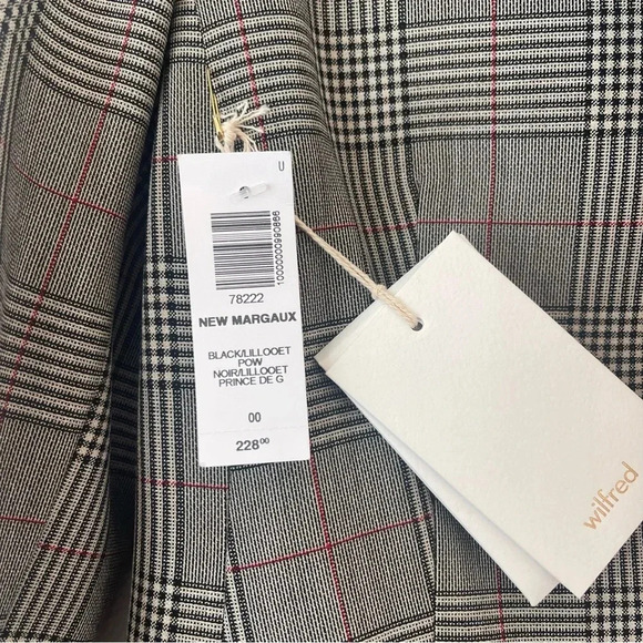 NWT Aritzia Wilfred Womens 00 Margaux Plaid Checkered Black Gray Blazer - Picture 4 of 11